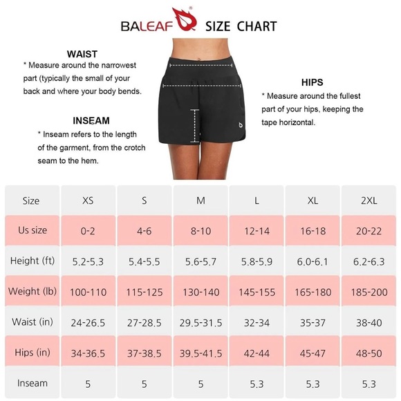 BALEAF Women’s 5” Athletic Running Shorts Black Liner Gym Quick Dry High Rise - Picture 16 of 16